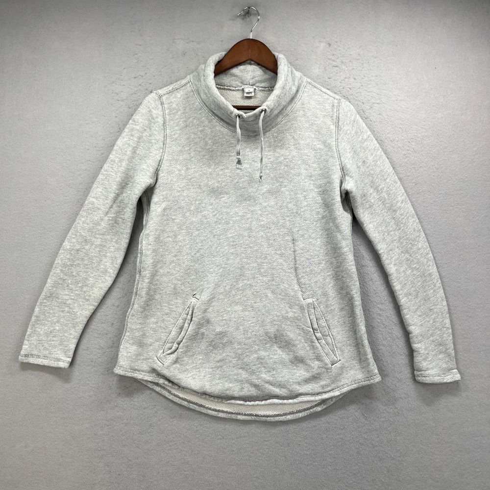 J Crew Pullover Sweatshirt Womens Medium Gray Funnel Neck Pocket Casual Comfy